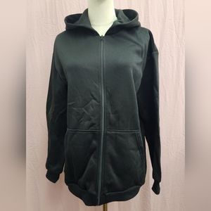 SHEIN Essnce Women's Zip-Up Drop Shoulder Thermal Lined Drawstring Sweatshirt